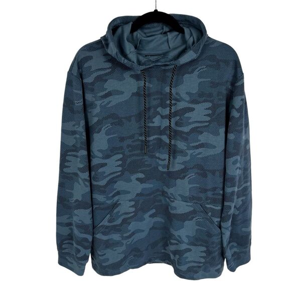 Hollywood The Jean People Blue Camo Unisex Pullover Hoodie Sweatshirt Men Medium - Picture 1 of 9